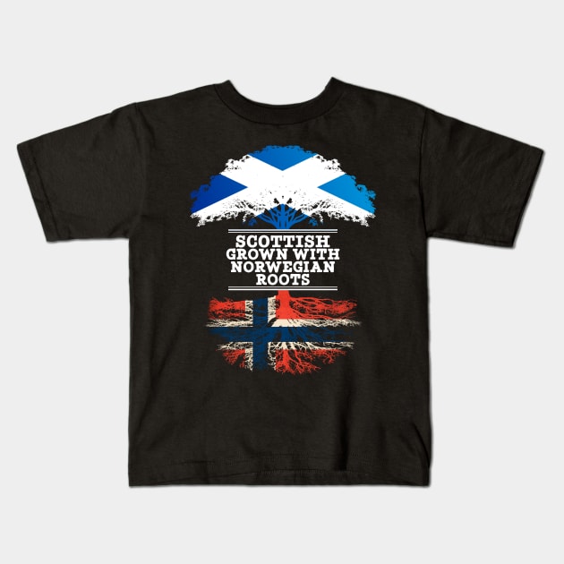 Scottish Grown With Norwegian Roots - Gift for Norwegian With Roots From Norway Kids T-Shirt by Country Flags